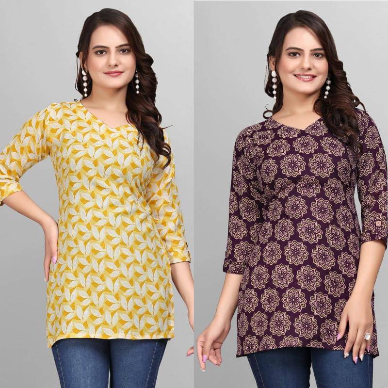     			Cotton Blend Short Kurti For Women (Pack of 2)
