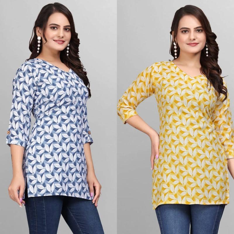 Cotton Blend Short Kurti For Women (Pack of 2) - Kurtis, Tunics | Buy online on ZillyBuy