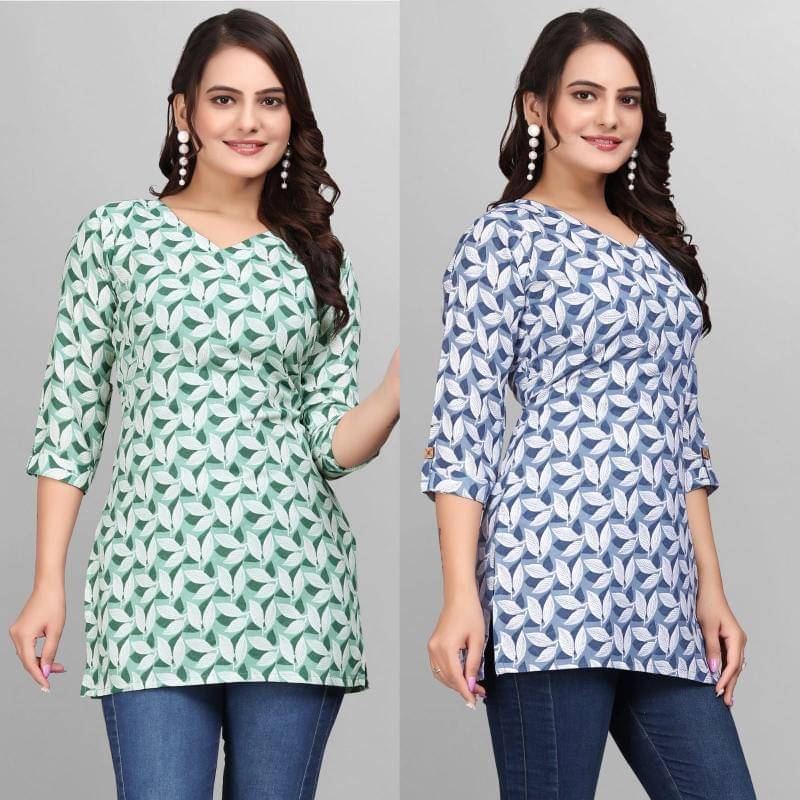     			Cotton Blend Short Kurti For Women (Pack of 2)