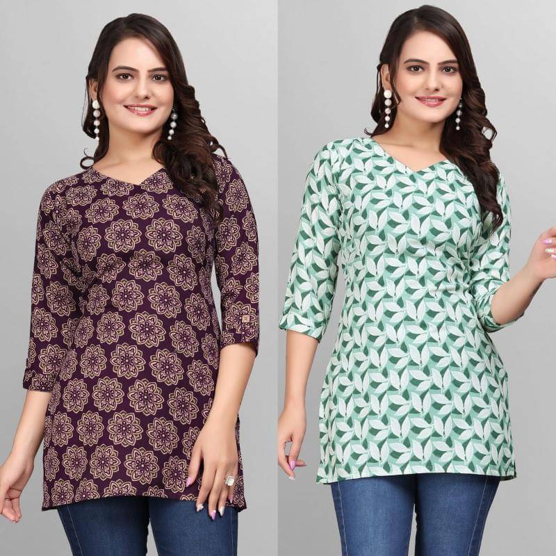     			Cotton Blend Short Kurti For Women (Pack of 2)