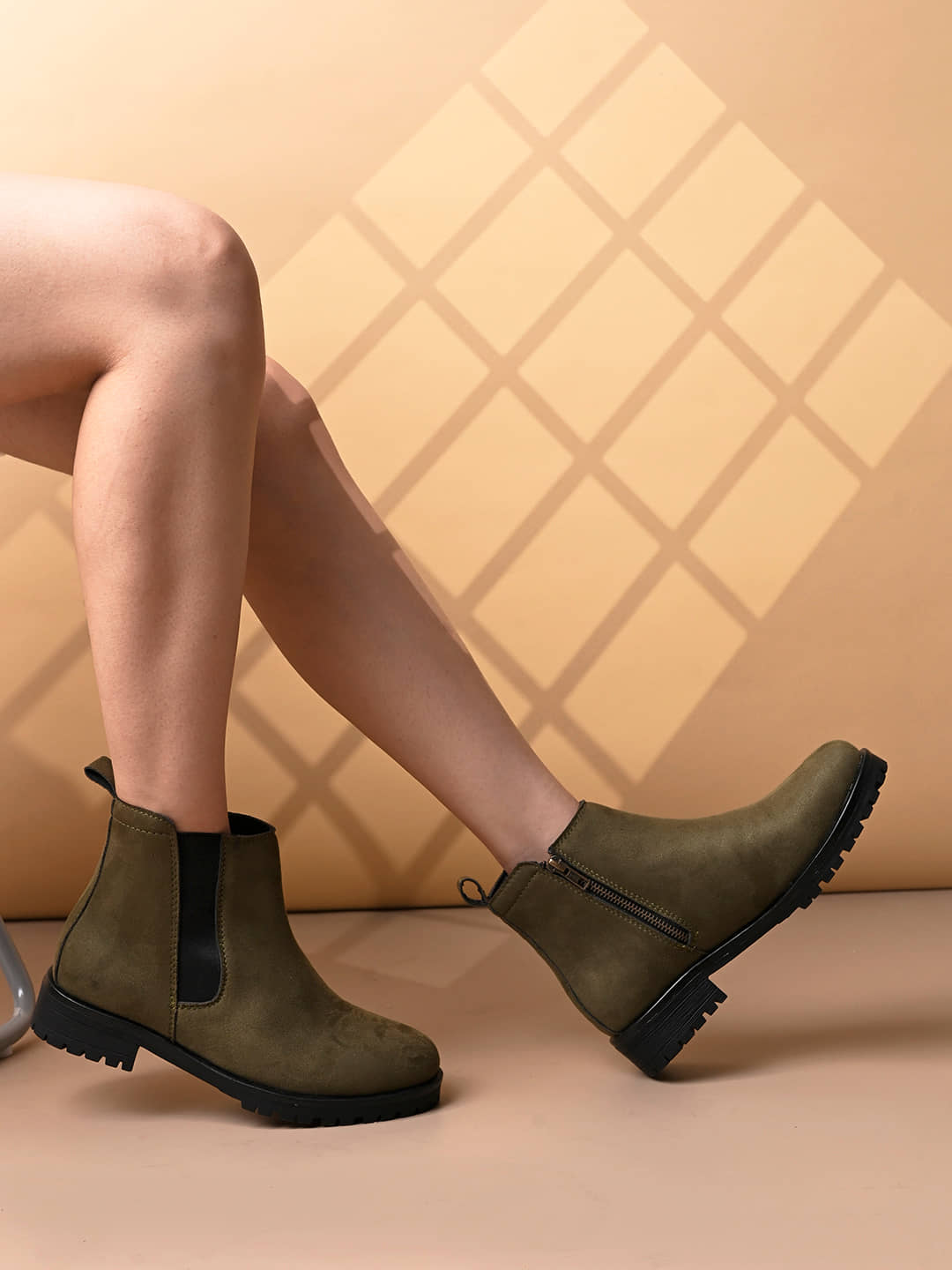 Fashion Victim Green Women's Ankle Length Boots