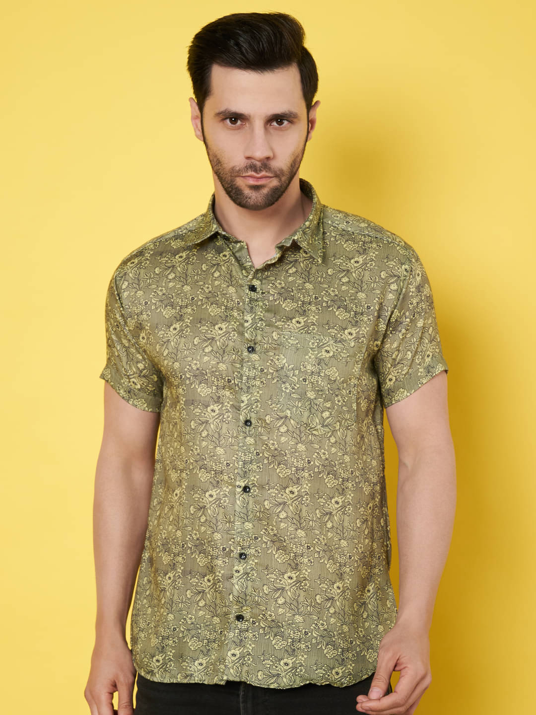     			Fashionfricks Cotton Flex Regular Fit Self Design Half Sleeves Men's Casual Shirt - Multi ( Pack of 1 )