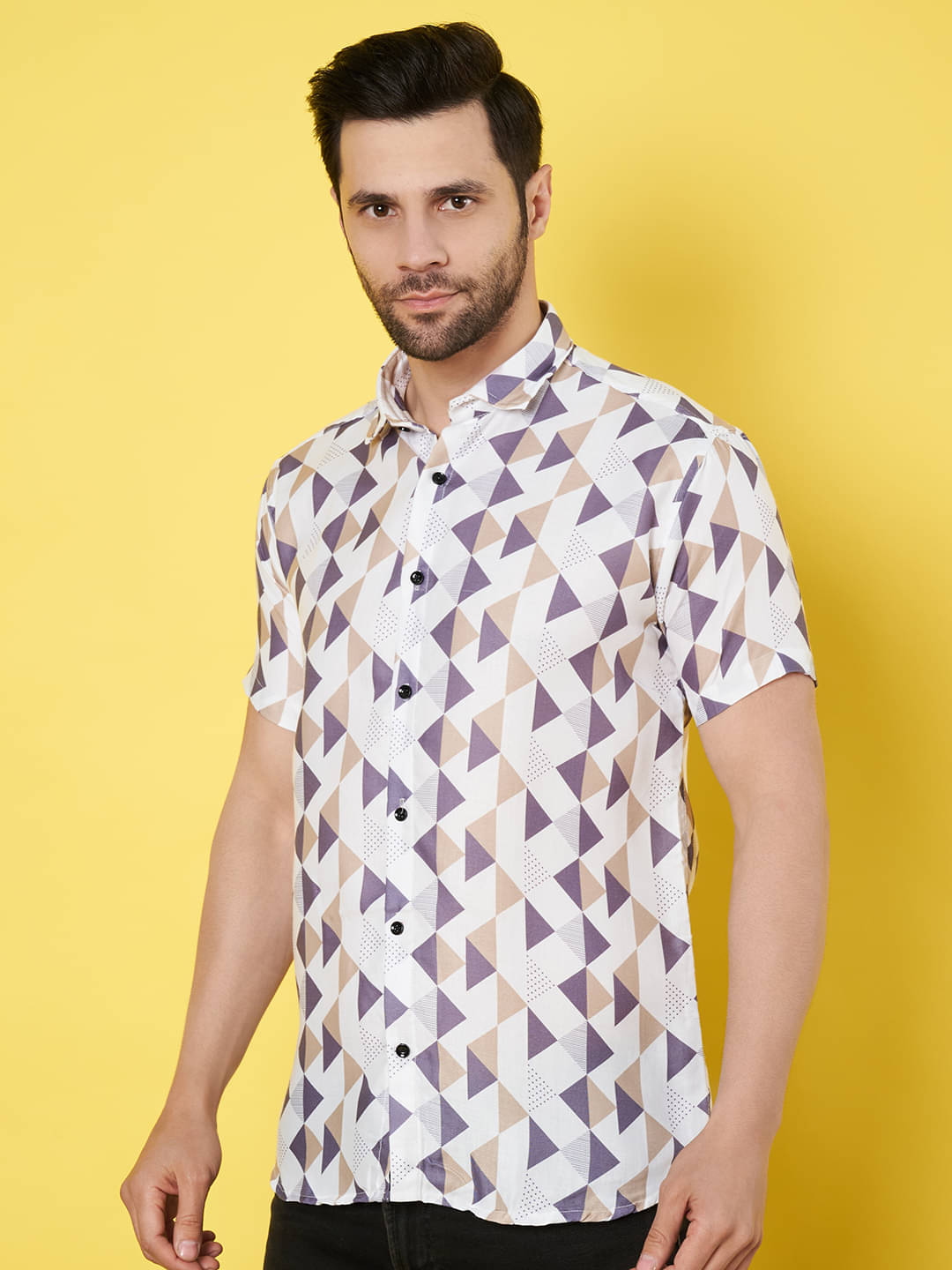     			Fashionfricks Cotton Flex Regular Fit Self Design Half Sleeves Men's Casual Shirt - Multi ( Pack of 1 )