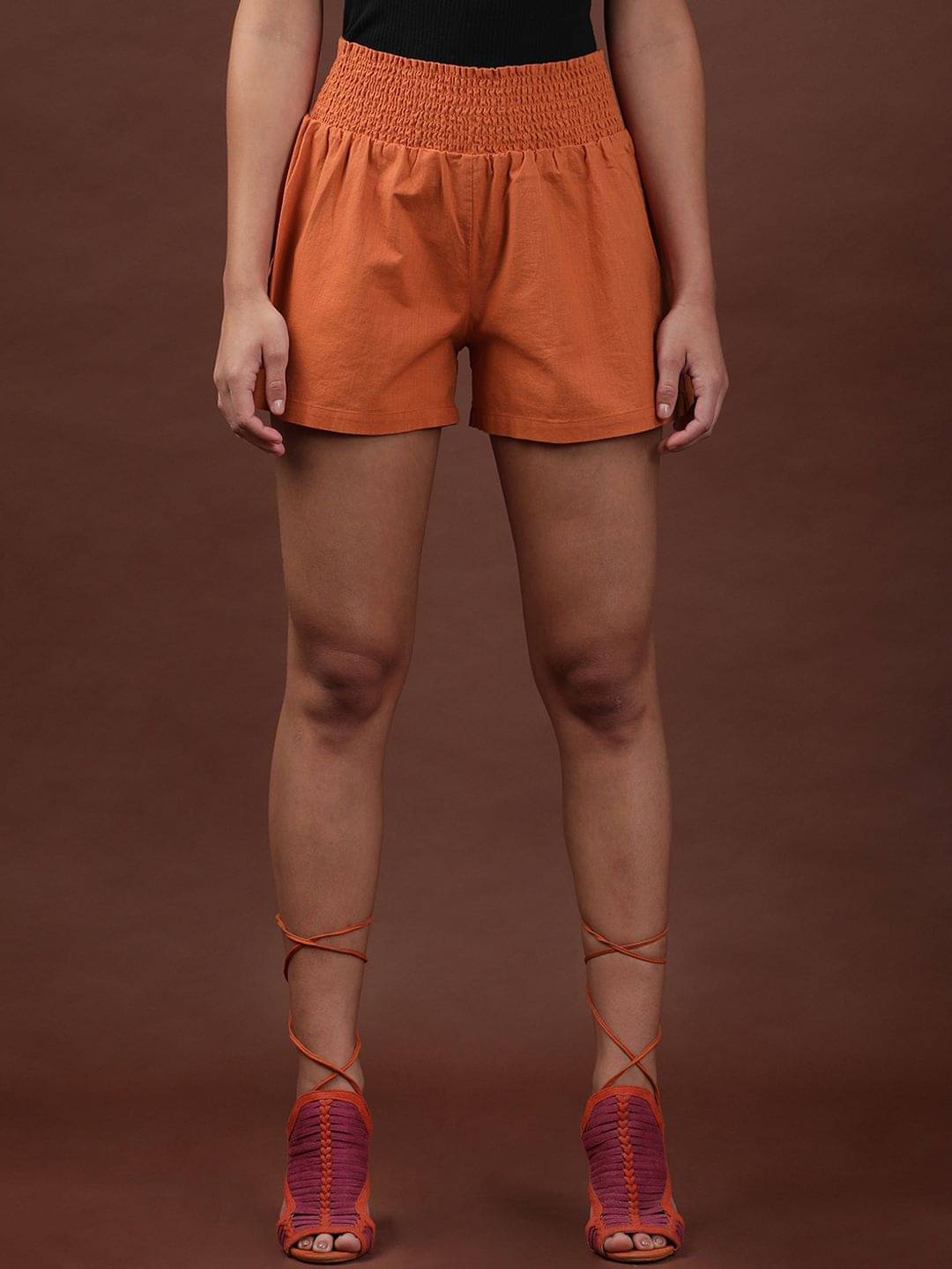 Freehand Polyester Hot Pants - Orange Single Freehand Polyester Hot Pants - Orange Single