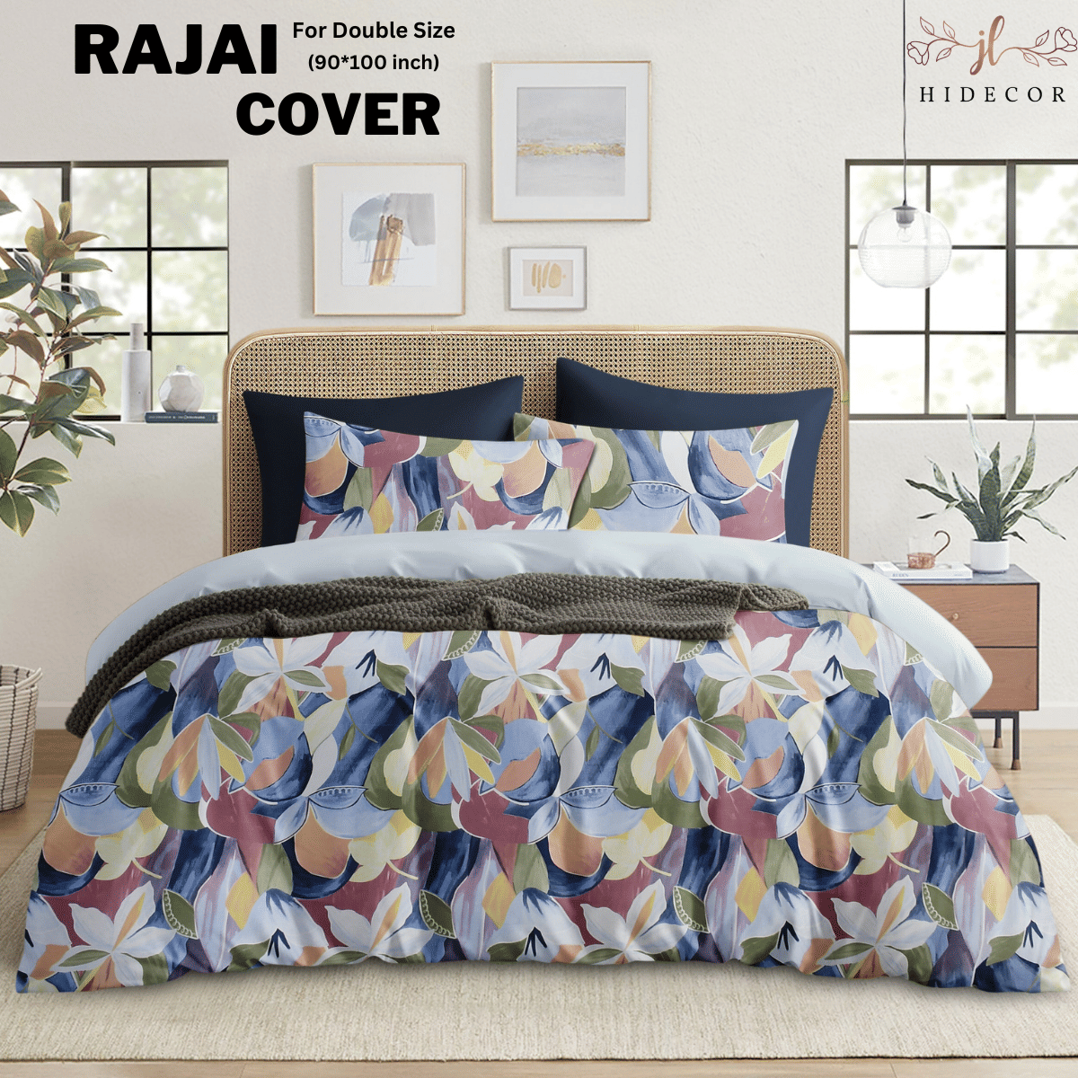     			HIDECOR King Cotton Multi Floral Duvet Cover