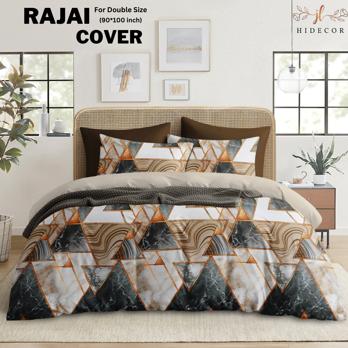     			HIDECOR King Cotton Multi Geometrical Duvet Cover
