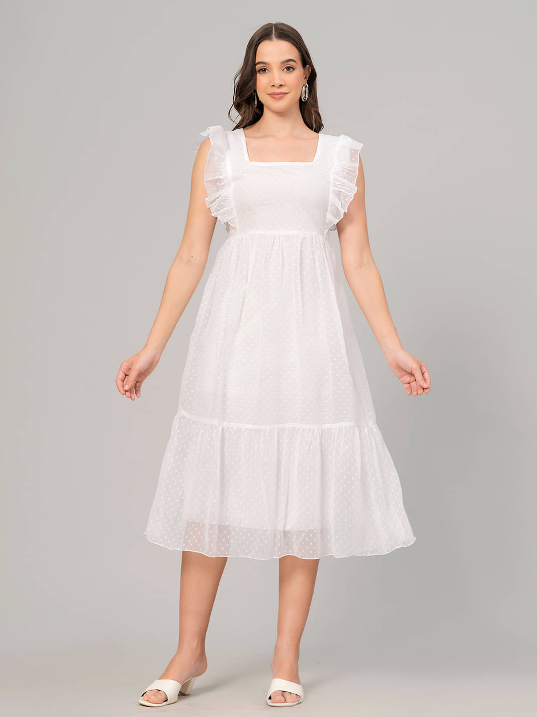 HIGHLIGHT FASHION EXPORT Women Crepe Solid Gown ( White ) HIGHLIGHT FASHION EXPORT Women Crepe Solid Gown ( White )