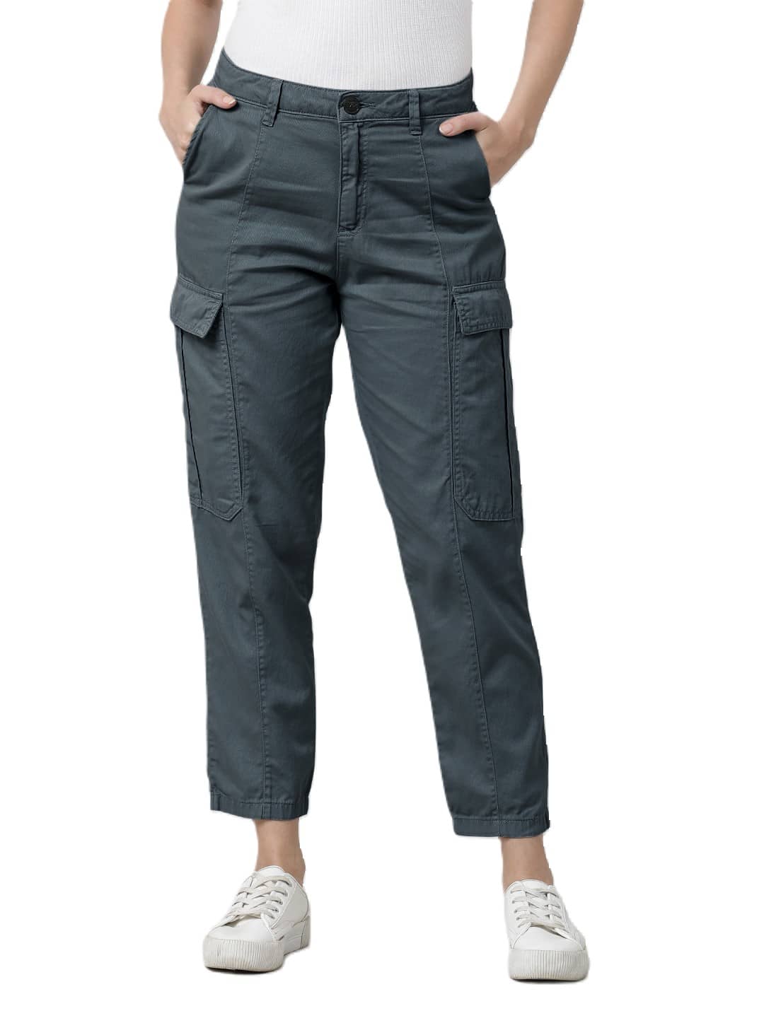 IVOC Pack of 1 Cotton Regular Women's Cargo Pants ( Grey ) - Trousers | Buy online on ZillyBuy