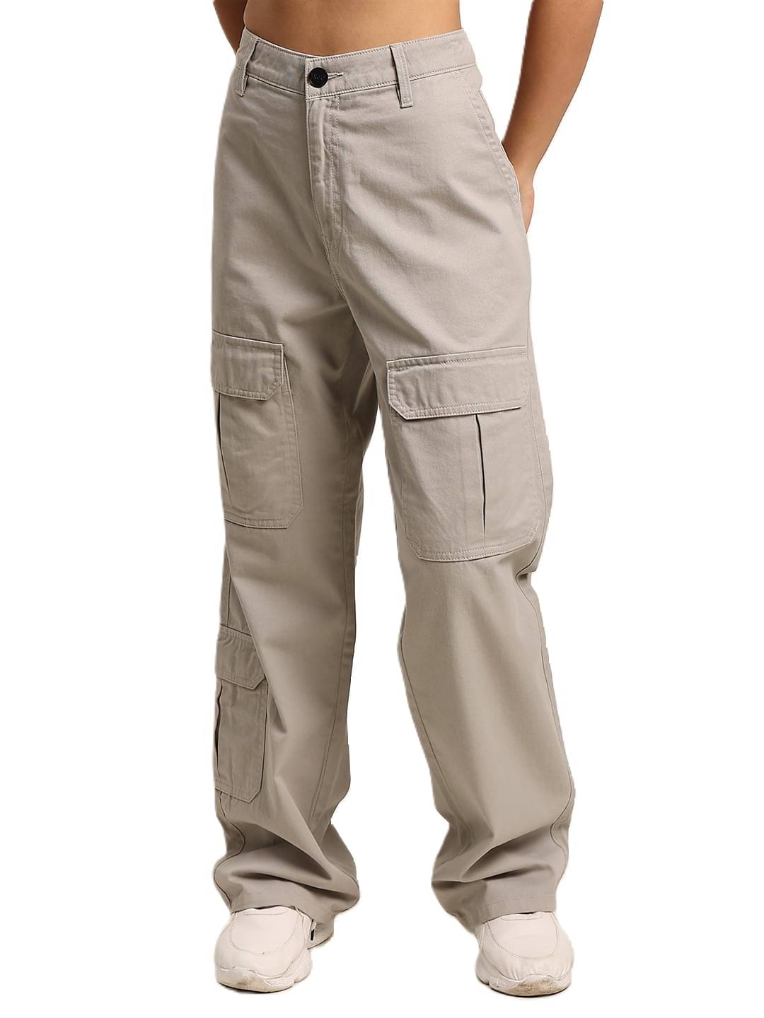     			IVOC Pack of 1 Cotton Straight Women's Cargo Pants ( Silver )