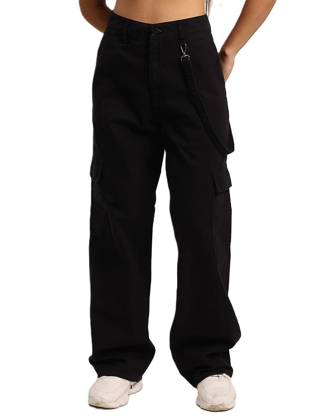     			IVOC Pack of 1 Cotton Straight Women's Cargo Pants ( Black )