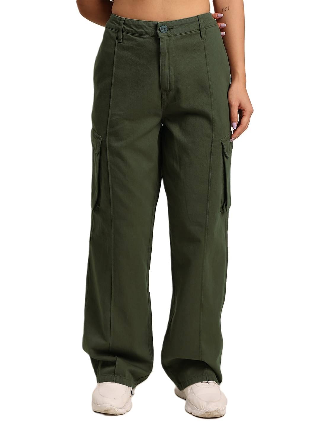     			IVOC Pack of 1 Cotton Straight Women's Cargo Pants ( Olive )