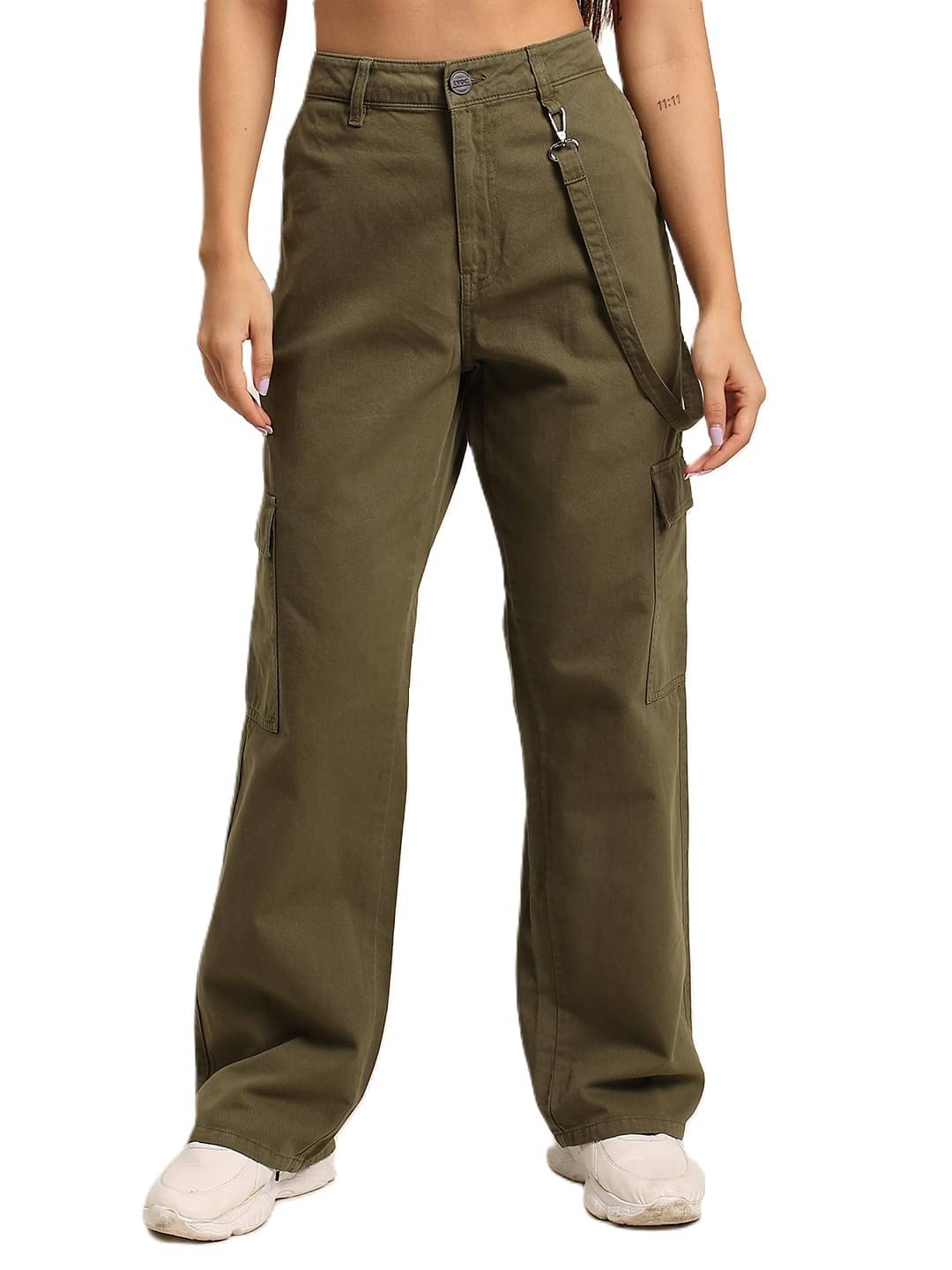     			IVOC Pack of 1 Cotton Straight Women's Cargo Pants ( Olive )