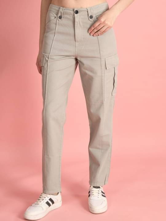     			IVOC Pack of 1 Cotton Regular Women's Cargo Pants ( Grey )
