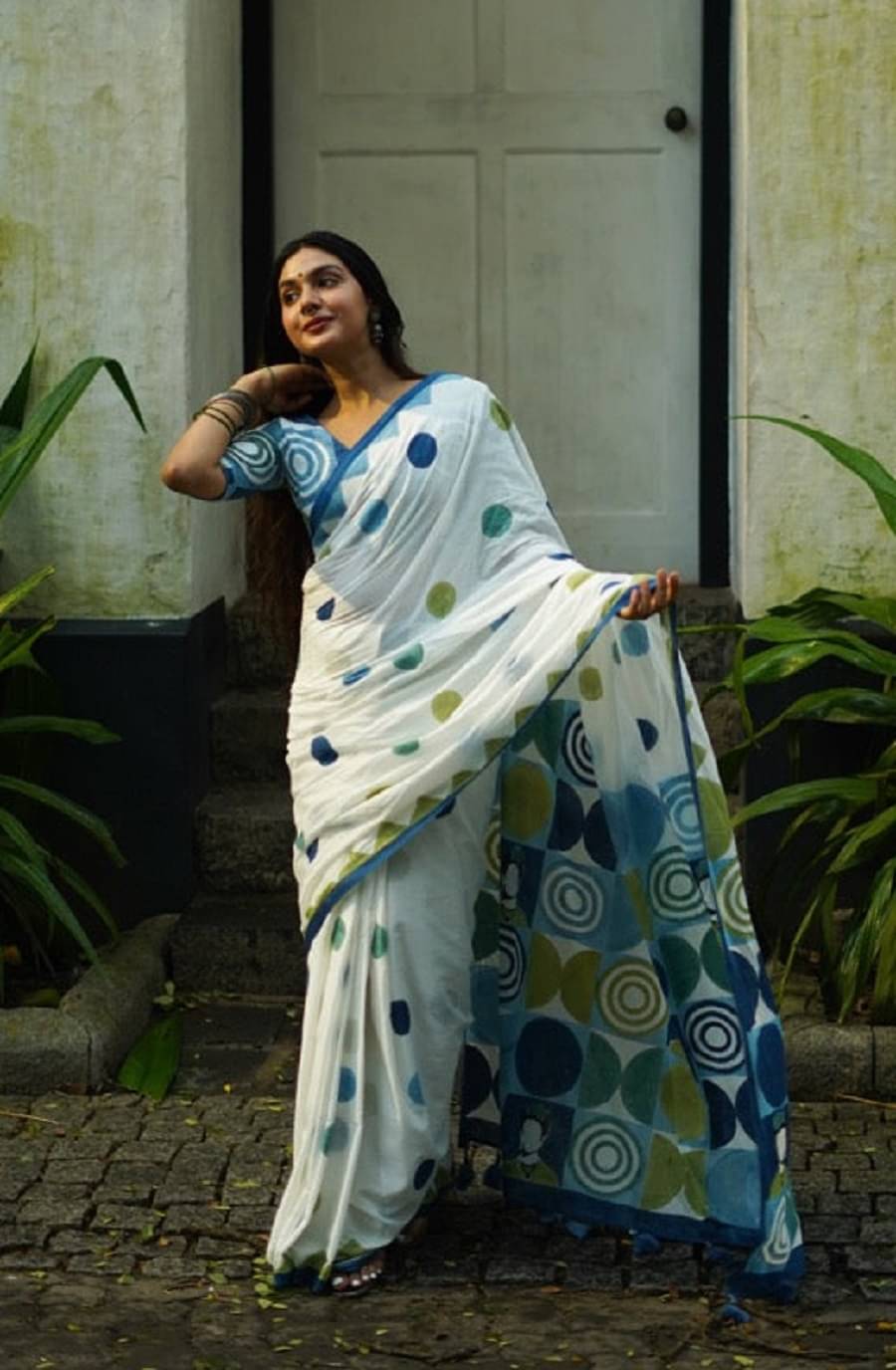     			JINAL & JINAL Chanderi Printed Saree With Unstitched Blouse Piece ( Blue )