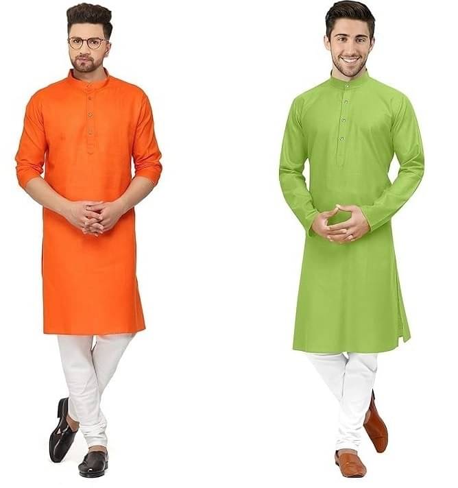     			JTG enterprises Multicolor Cotton Blend Regular Fit Men's Kurta Pyjama Set ( Pack of 2 )