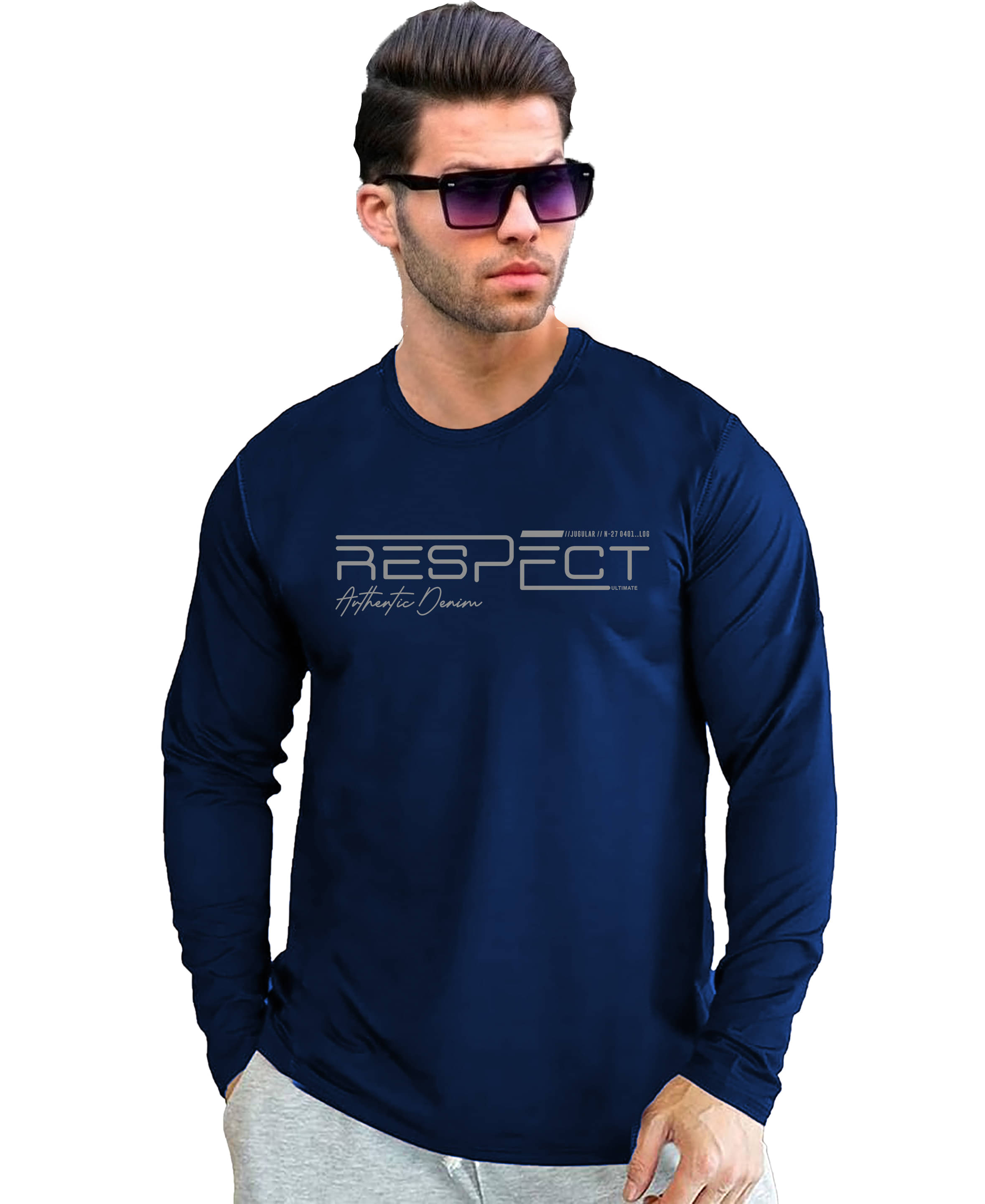 JUGULAR Cotton Regular Fit Printed Full Sleeves Men's Round T-Shirt - Navy ( Pack of 1 )     			JUGULAR Cotton Regular Fit Printed Full Sleeves Men's Round T-Shirt - Navy ( Pack of 1 )