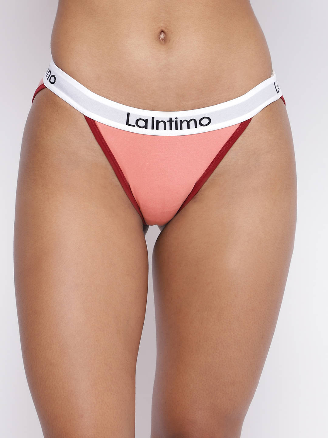     			La Intimo Pack of 1 Cotton Lycra Bikini For Women ( Coral )