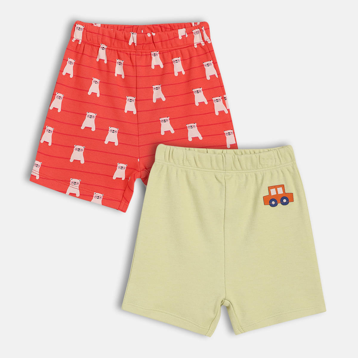     			MINI KLUB Pack of 2 Cotton Shorts For Baby Boys ( Multicolor 1 )