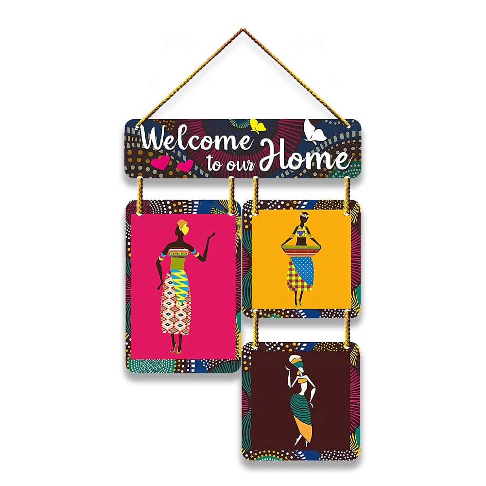 Positive Vibe Lifestyle Wood Welcome Wall Hanging Wall Sculpture Multi - Pack of 1
