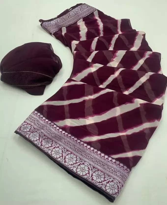 Saadhvi Georgette Printed Saree With Unstitched Blouse Piece ( Wine ) Saadhvi Georgette Printed Saree With Unstitched Blouse Piece ( Wine )