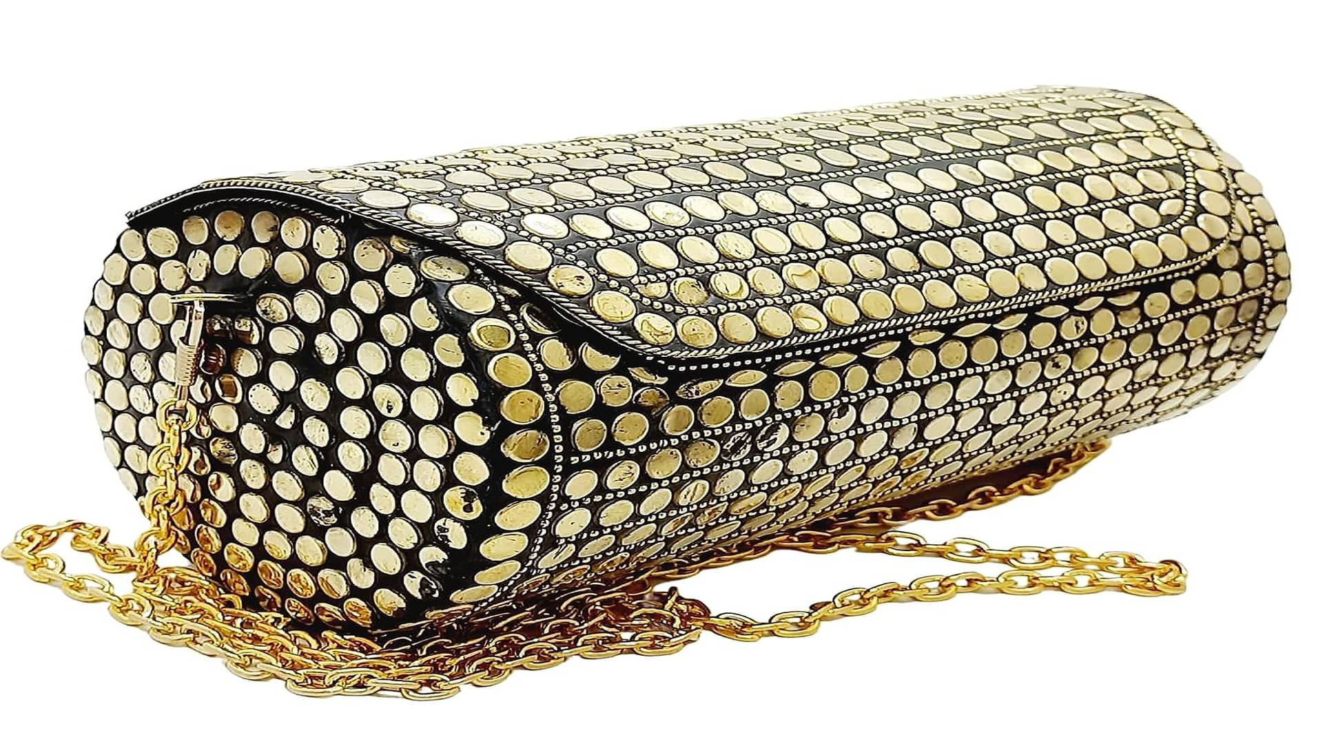     			Shakuntla Vintage Gold Metal Crossbody