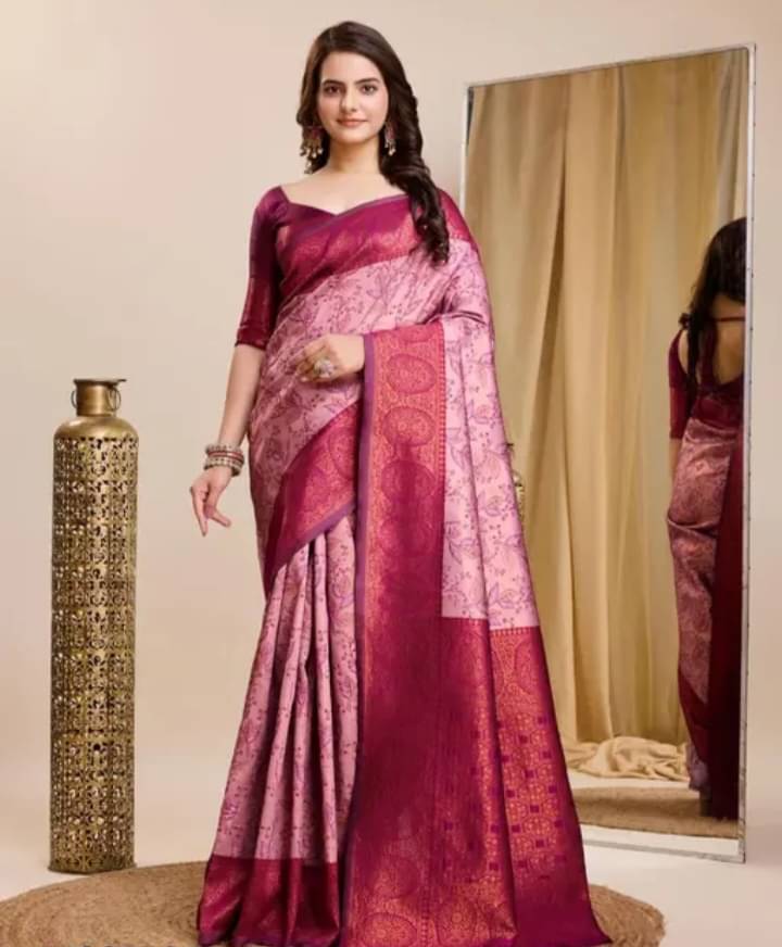 Sitanjali Jacquard Embellished Saree With Unstitched Blouse Piece ( Pink ) Sitanjali Jacquard Embellished Saree With Unstitched Blouse Piece ( Pink )