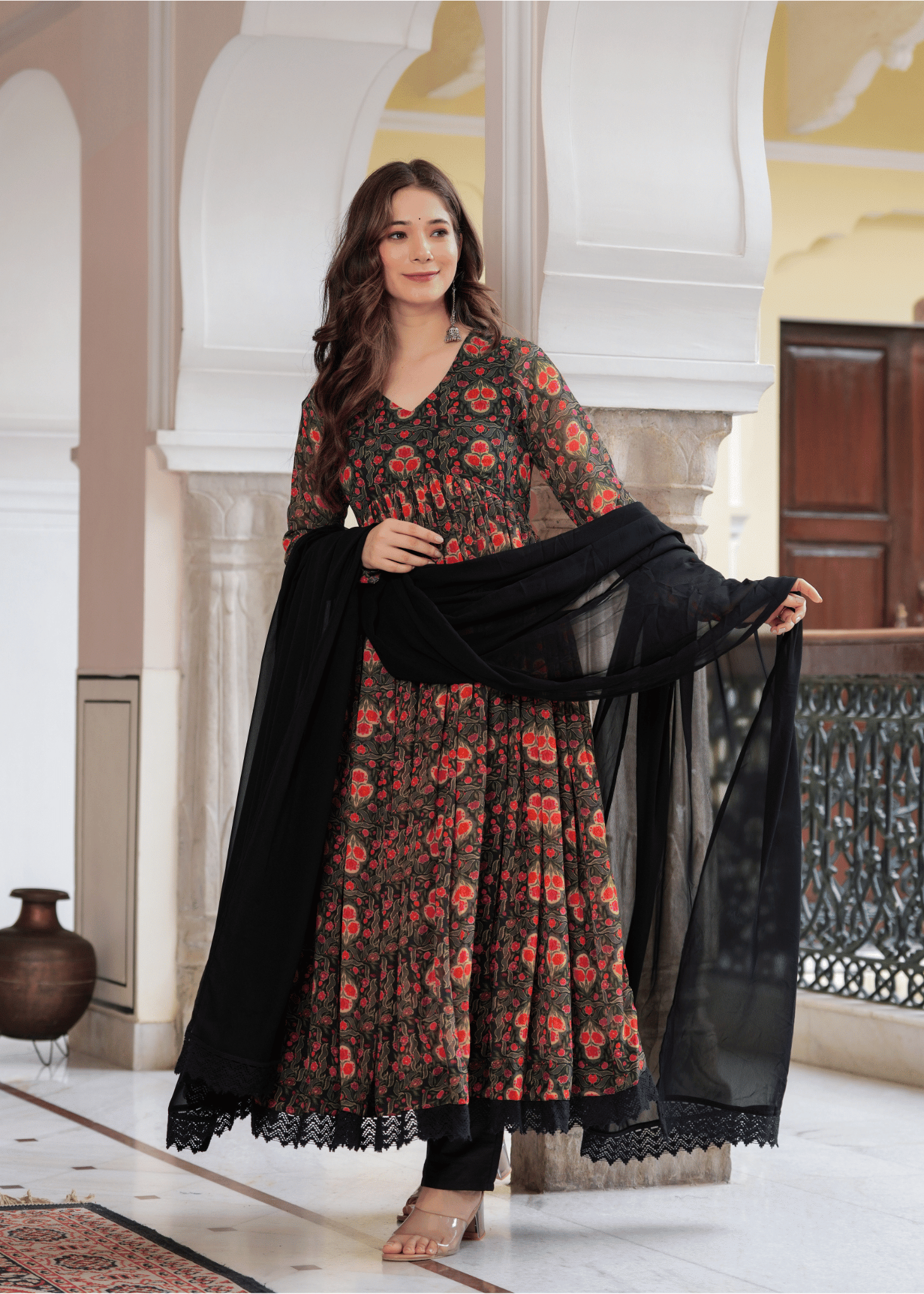 Sitaram Designer Georgette Printed Kurti With Pants Women's Stitched Salwar Suit - Black ( Pack of 1 ) Sitaram Designer Georgette Printed Kurti With Pants Women's Stitched Salwar Suit - Black ( Pack of 1 )