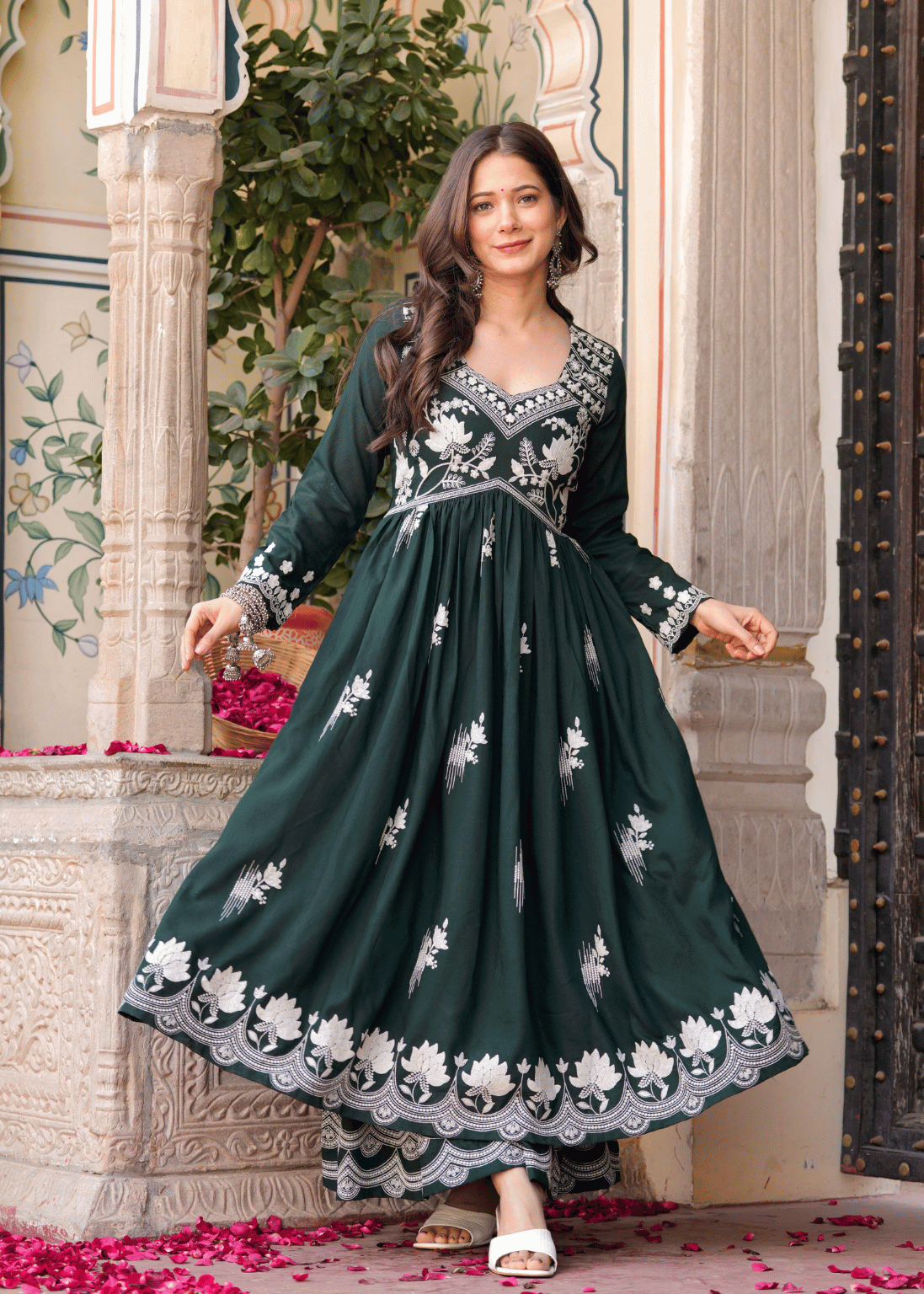 Sitaram Designer Rayon Embroidered Kurti With Sharara And Gharara Women's Stitched Salwar Suit - Green ( Pack of 1 ) Sitaram Designer Rayon Embroidered Kurti With Sharara And Gharara Women's Stitched Salwar Suit - Green ( Pack of 1 )