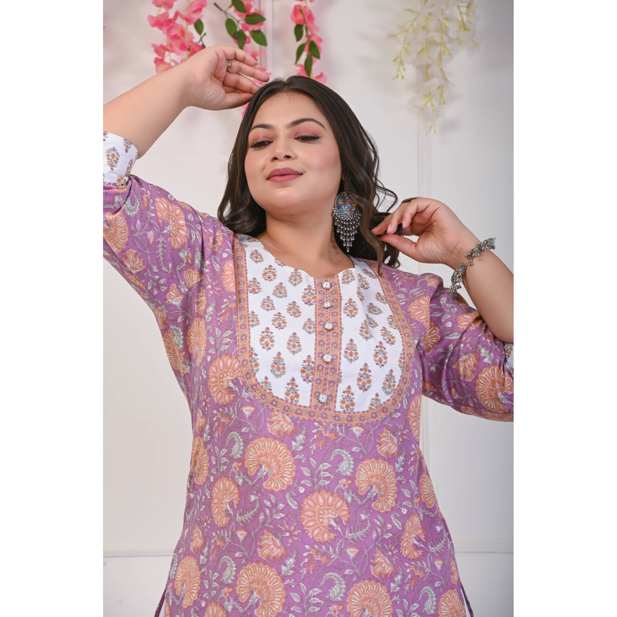     			Swasti Pack of 1 Cotton Printed Straight Women's Kurti - ( Purple )