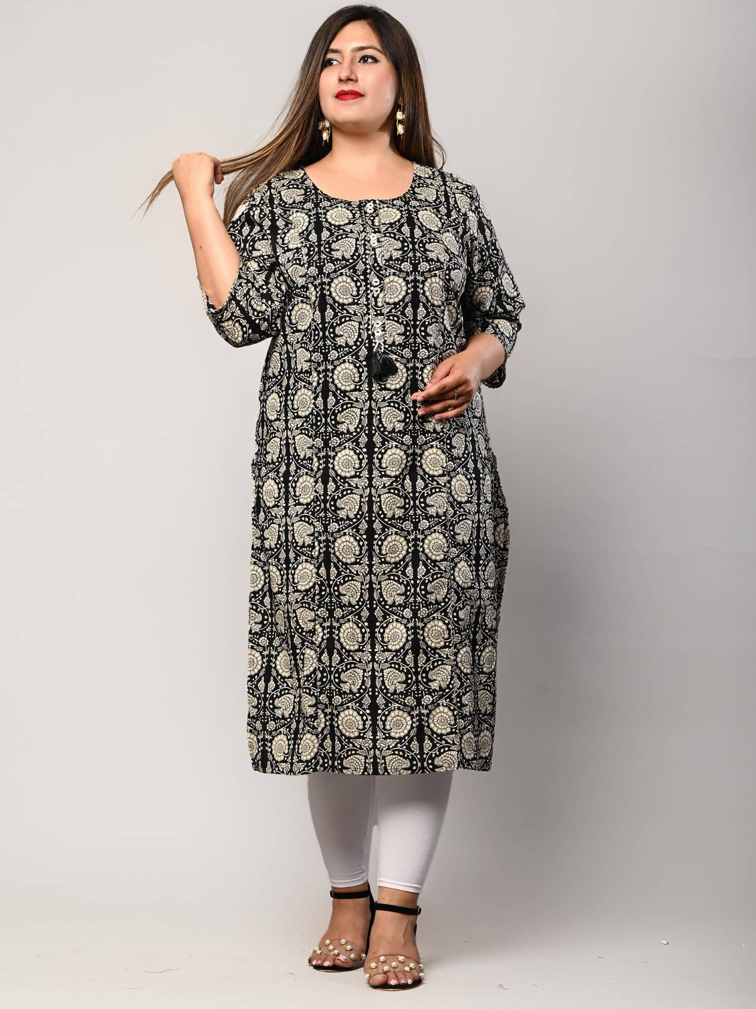 Swasti Pack of 1 Cotton Printed Straight Women's Kurti - ( Black ) Swasti Pack of 1 Cotton Printed Straight Women's Kurti - ( Black )