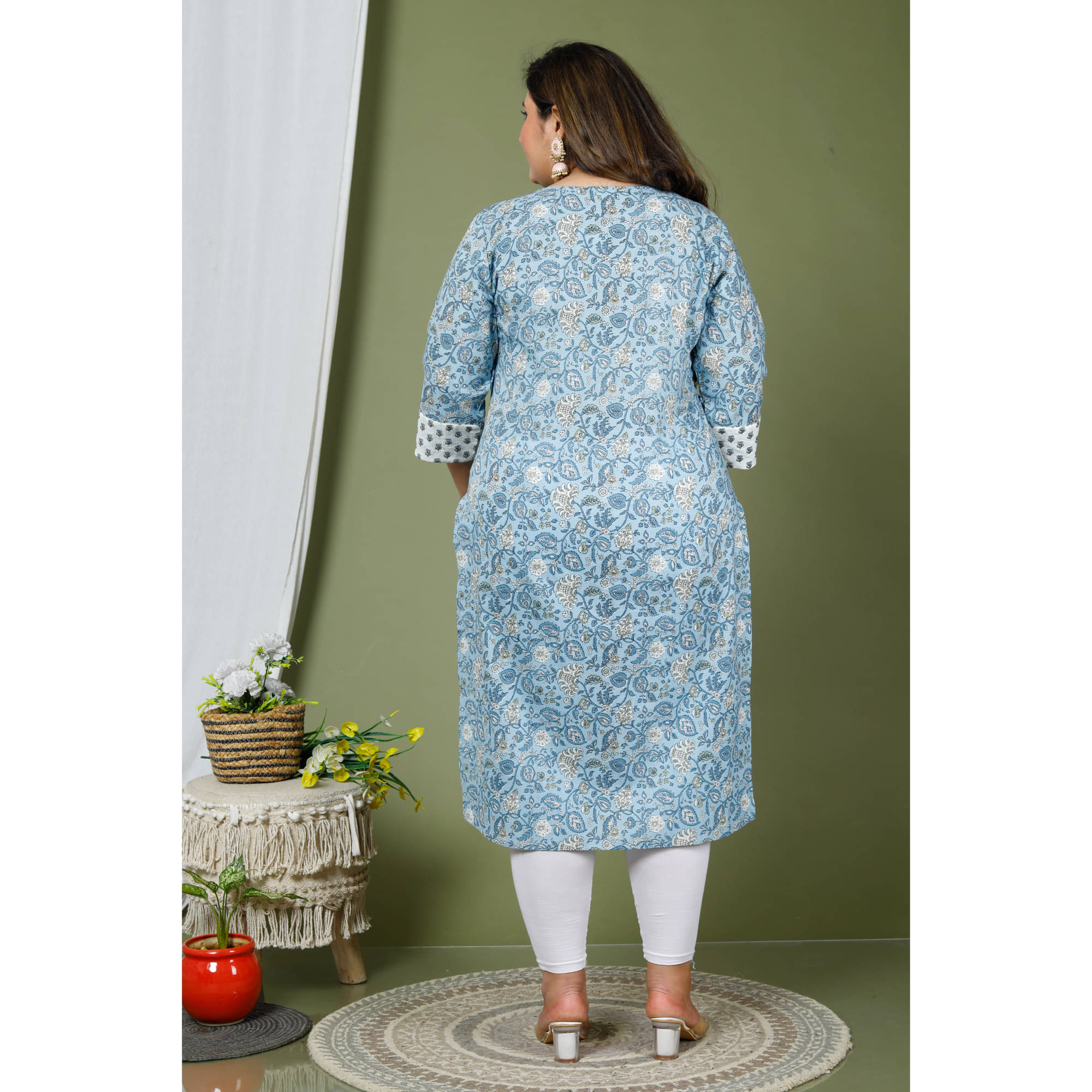 Swasti Pack of 1 Cotton Printed Straight Women's Kurti - ( Blue ) Swasti Pack of 1 Cotton Printed Straight Women's Kurti - ( Blue )