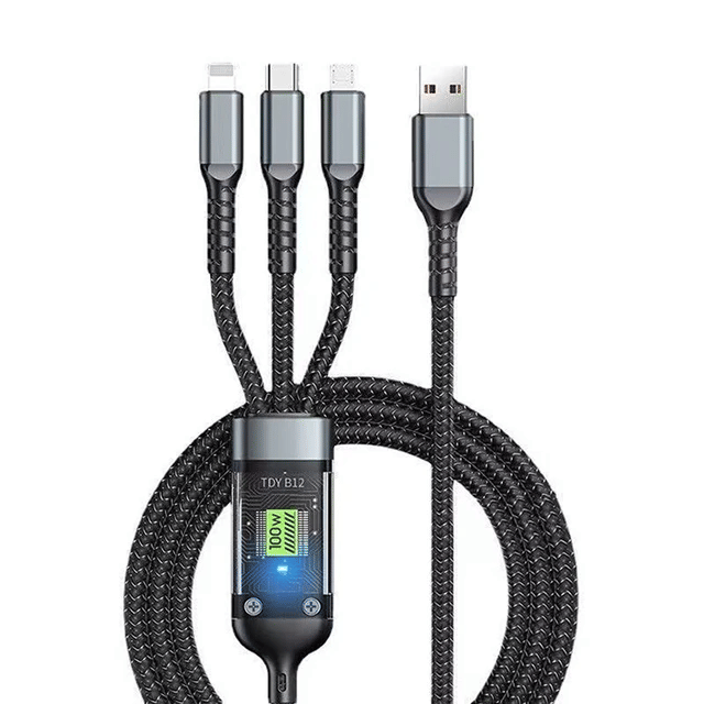 UniBoss 100W / 6A USB 3.0 Cable 1.2m to 3-in-1 Long Charging Cord with Type C + Micro USB + Lightning Connector UniBoss 100W / 6A USB 3.0 Cable 1.2m to 3-in-1 Long Charging Cord with Type C + Micro USB + Lightning Connector