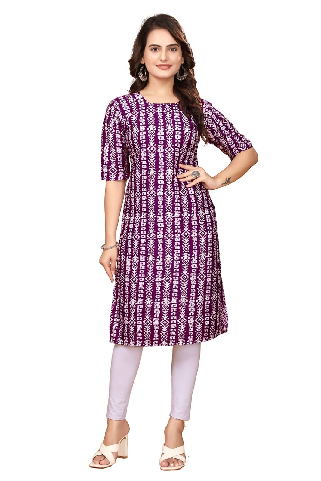     			VACHHARAJ DESIGN Pack of 1 Crepe Printed Straight Women's Kurti - ( Maroon )