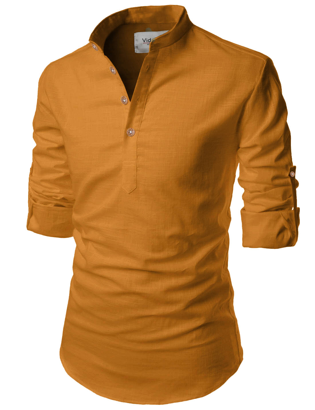     			Vida Loca 100% Cotton Slim Fit Solids Rollup Sleeves Men's Casual Shirt - Yellow ( Pack of 1 )