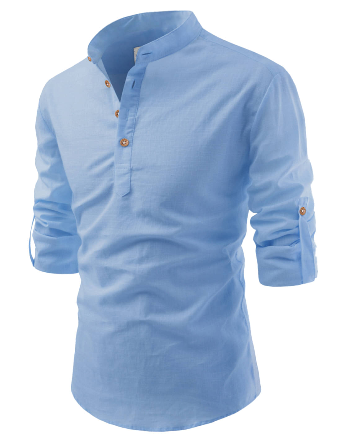     			Vida Loca Linen Slim Fit Solids Rollup Sleeves Men's Casual Shirt - Sky Blue ( Pack of 1 )