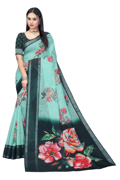 mahalaxmi fab Linen Printed Saree With Unstitched Blouse Piece ( Light Green ) mahalaxmi fab Linen Printed Saree With Unstitched Blouse Piece ( Light Green )