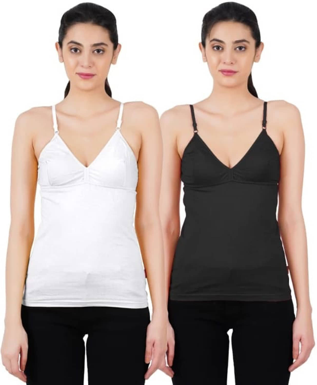 sudarking Pack of 2 Cotton Blended Camisoles ( Black )