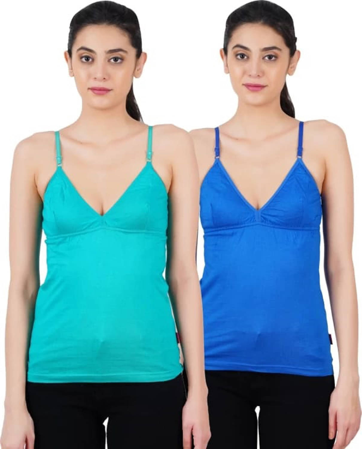 sudarking Pack of 2 Cotton Blended Camisoles ( Blue ) sudarking Pack of 2 Cotton Blended Camisoles ( Blue )