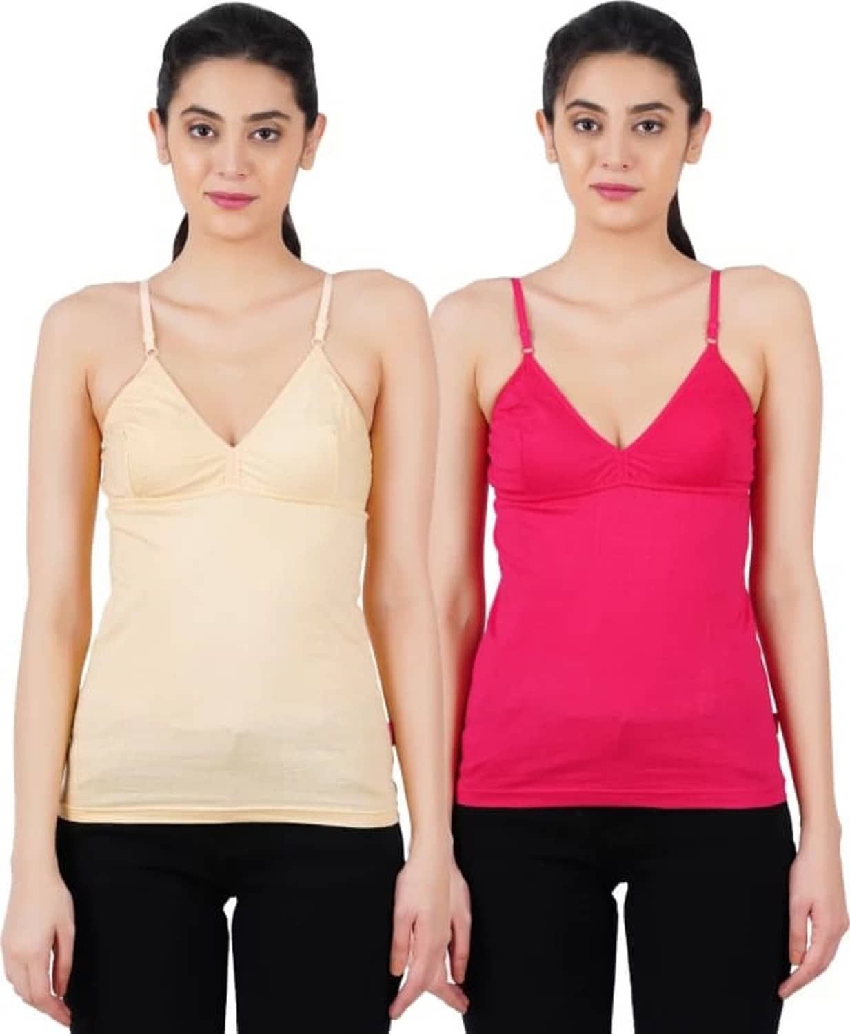 sudarking Pack of 2 Cotton Camisoles ( Pink )