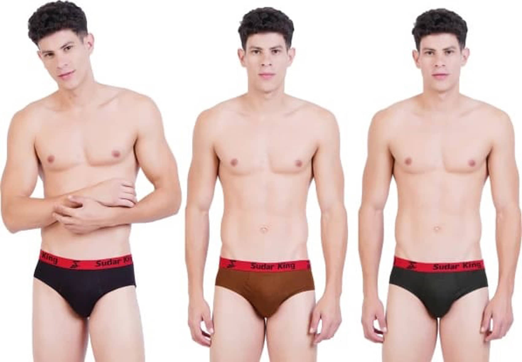 sudarking Pack of 3 Cotton Blend Briefs For Men's ( Multicolor )