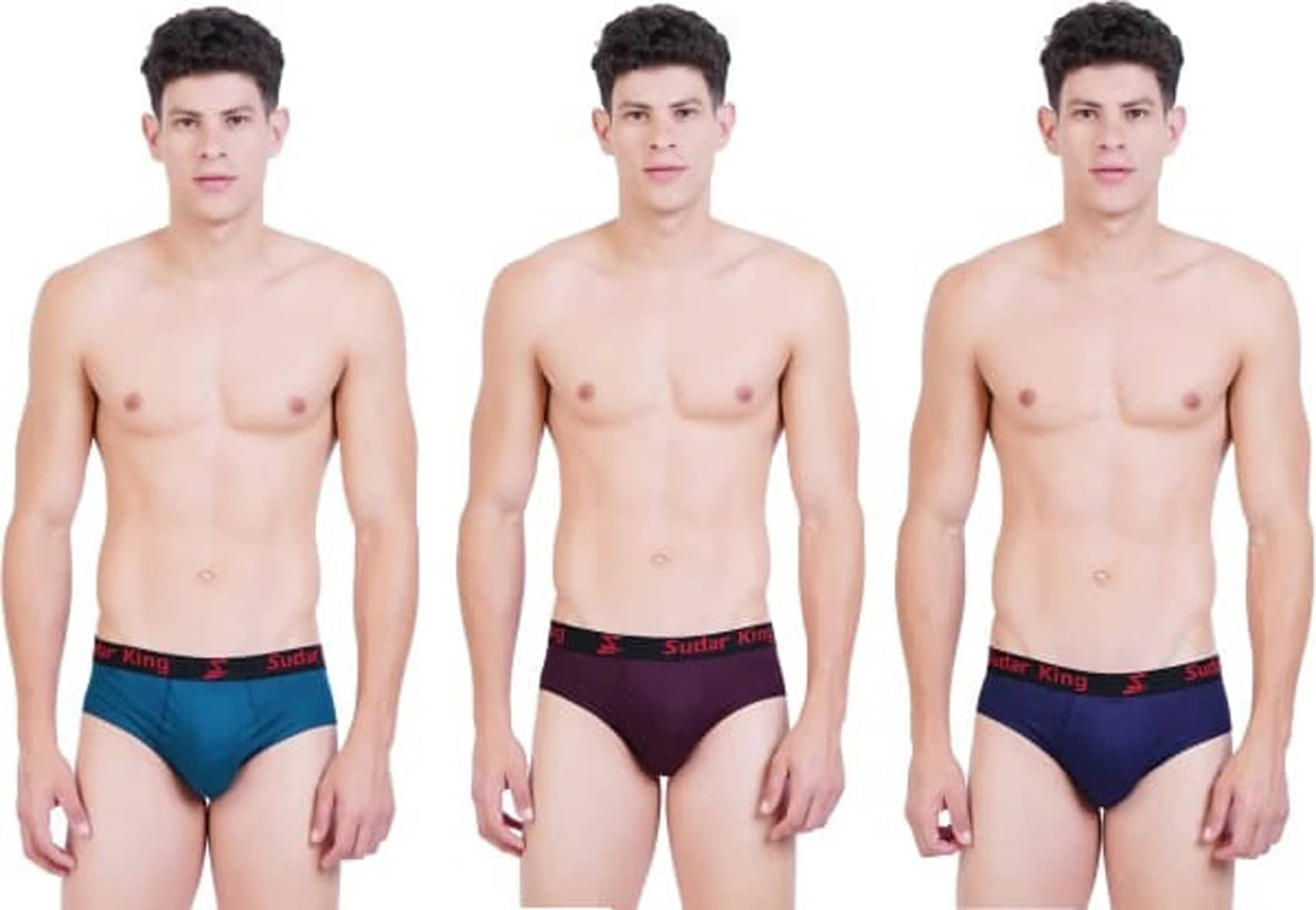 sudarking Pack of 3 Cotton Blend Briefs For Men's ( Multicolor )