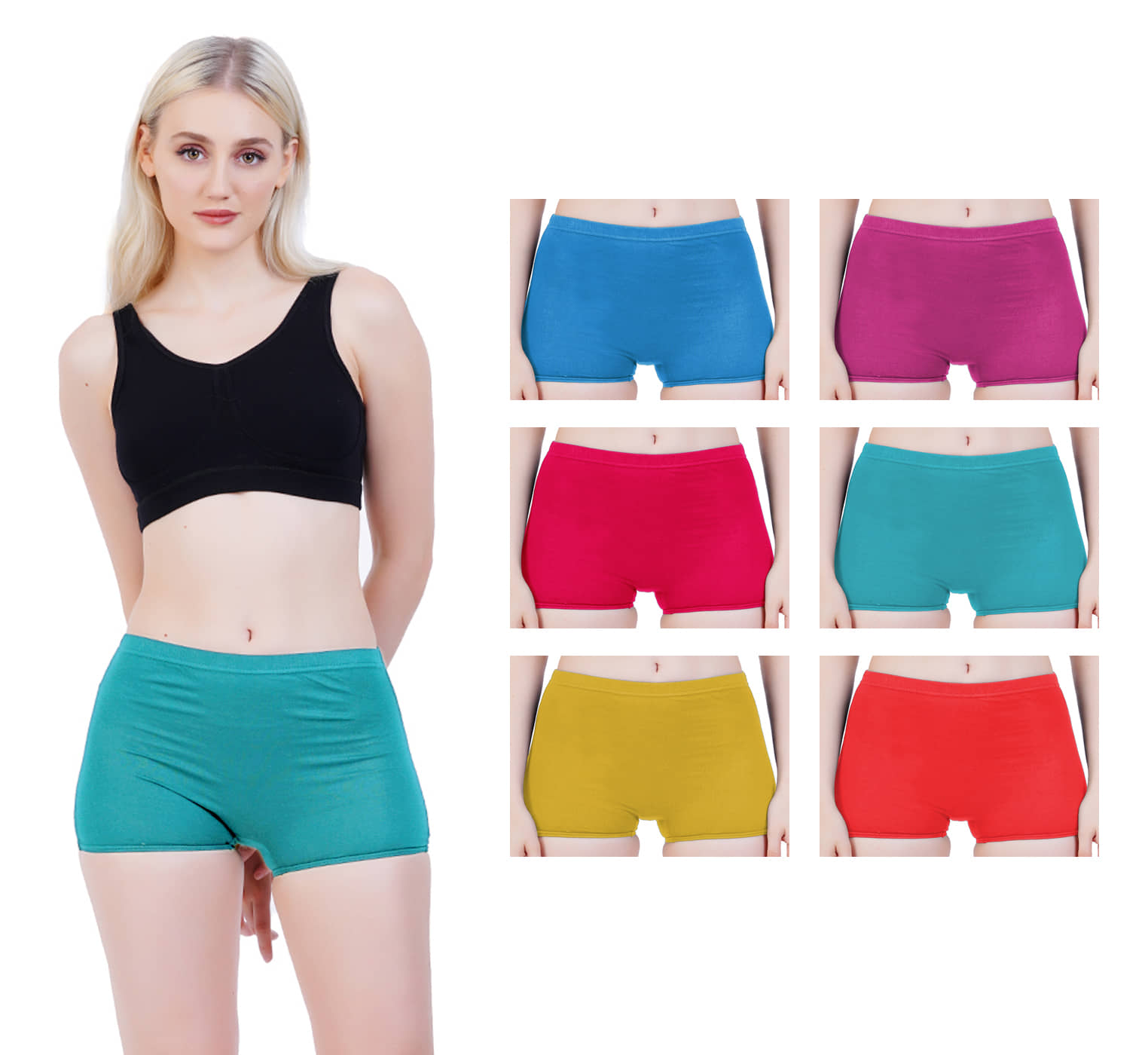 sudarking Pack of 6 Cotton Boy Shorts For Women ( Multi Color )
