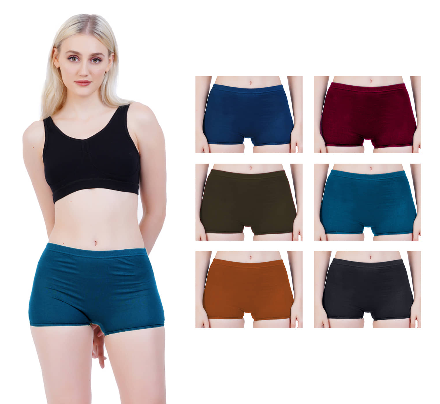 sudarking Pack of 6 Cotton Boy Shorts For Women ( Multi Color )
