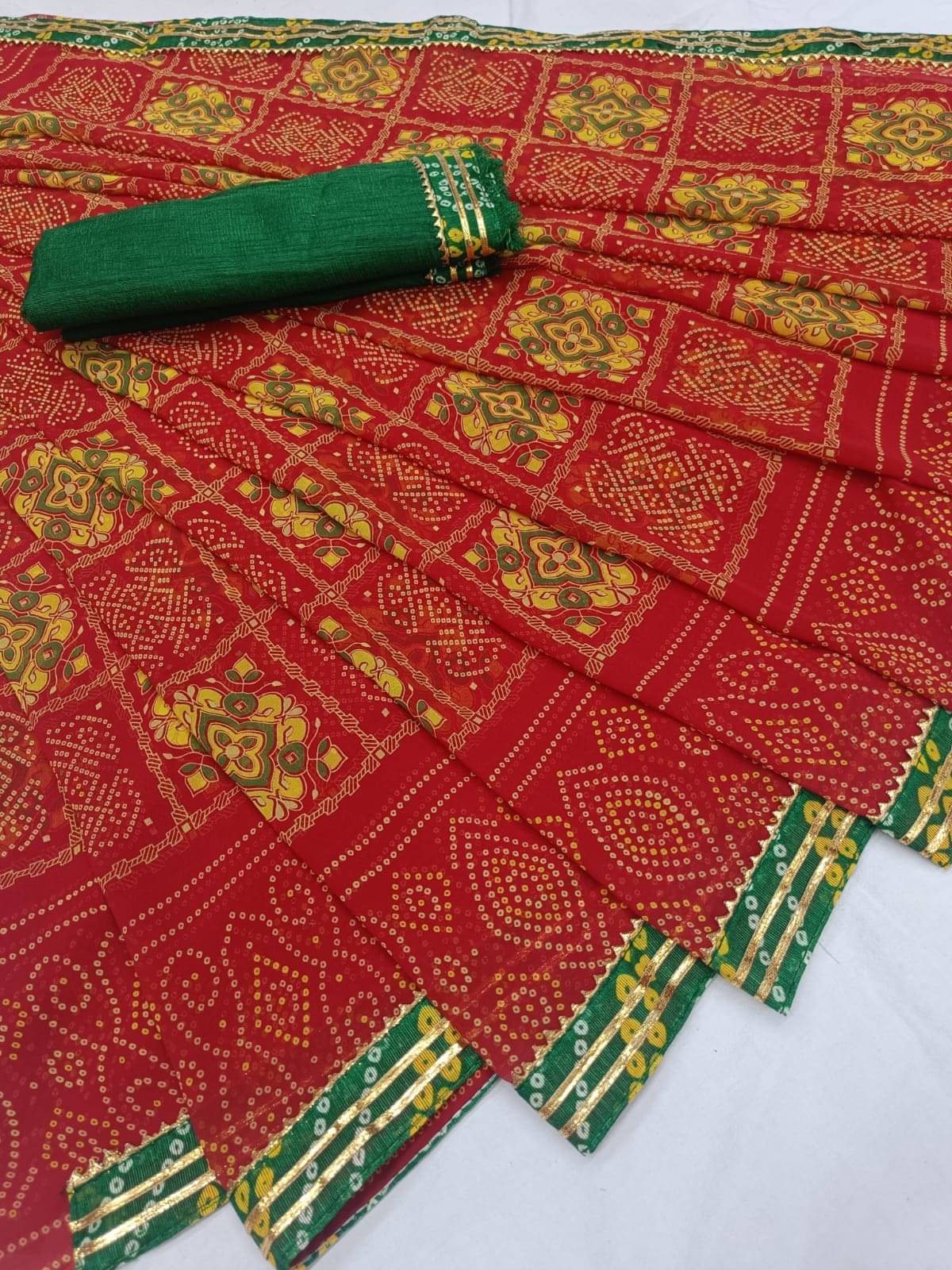     			supalee Tex Georgette Printed Saree With Unstitched Blouse Piece ( Red )