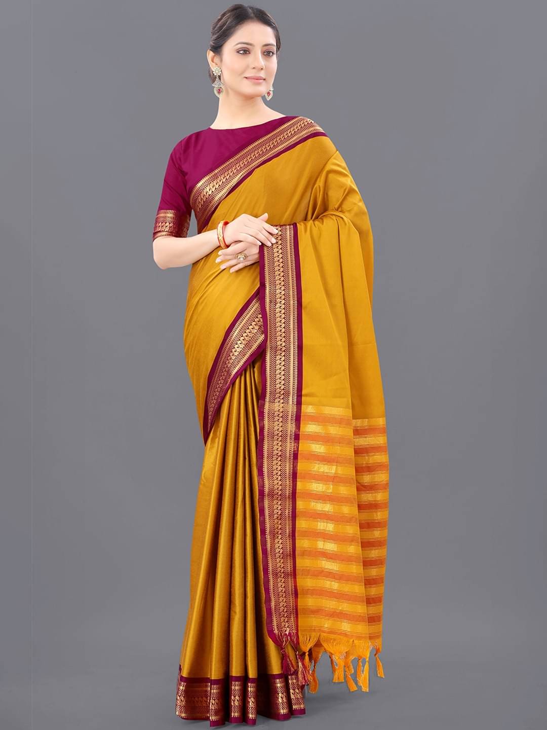 supalee Tex Cotton Silk Woven Saree With Unstitched Blouse Piece ( Mustard ) supalee Tex Cotton Silk Woven Saree With Unstitched Blouse Piece ( Mustard )