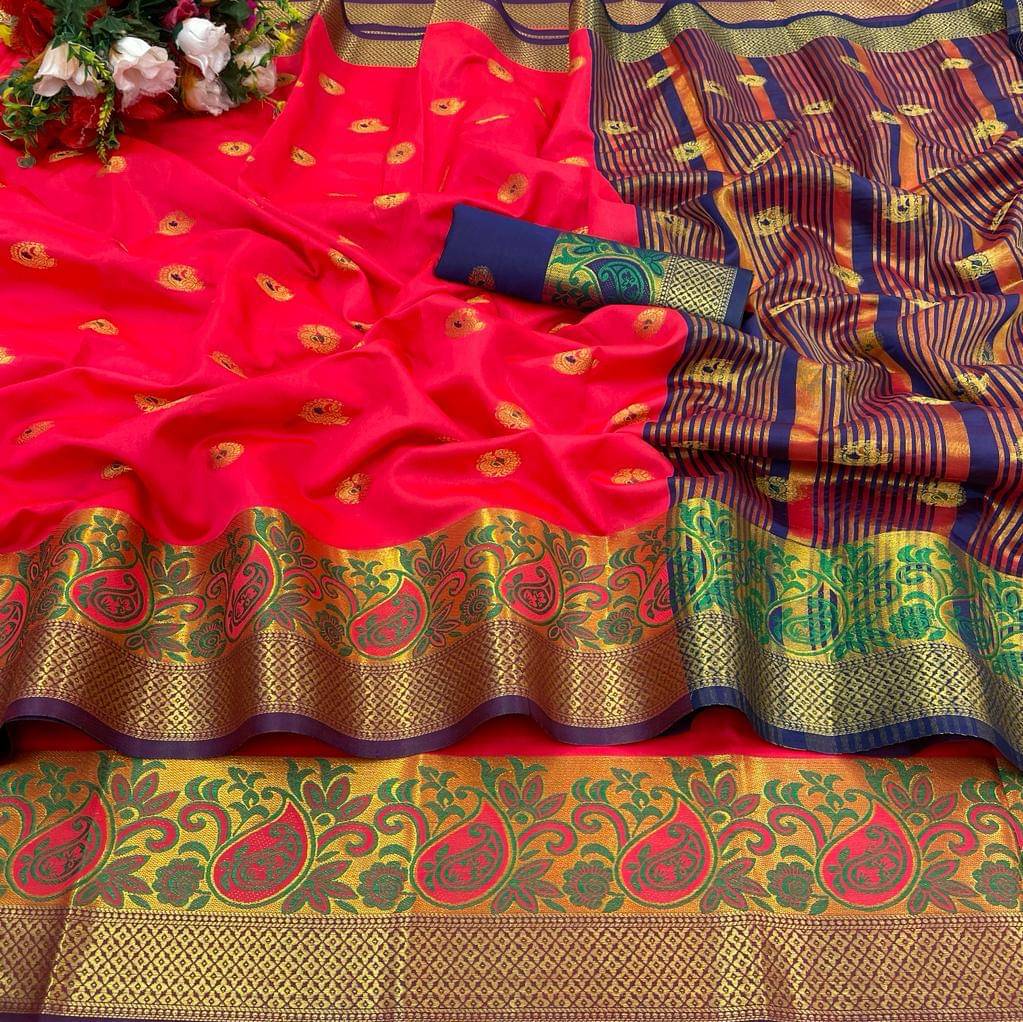supalee Tex Cotton Silk Woven Saree With Unstitched Blouse Piece ( Pink ) supalee Tex Cotton Silk Woven Saree With Unstitched Blouse Piece ( Pink )
