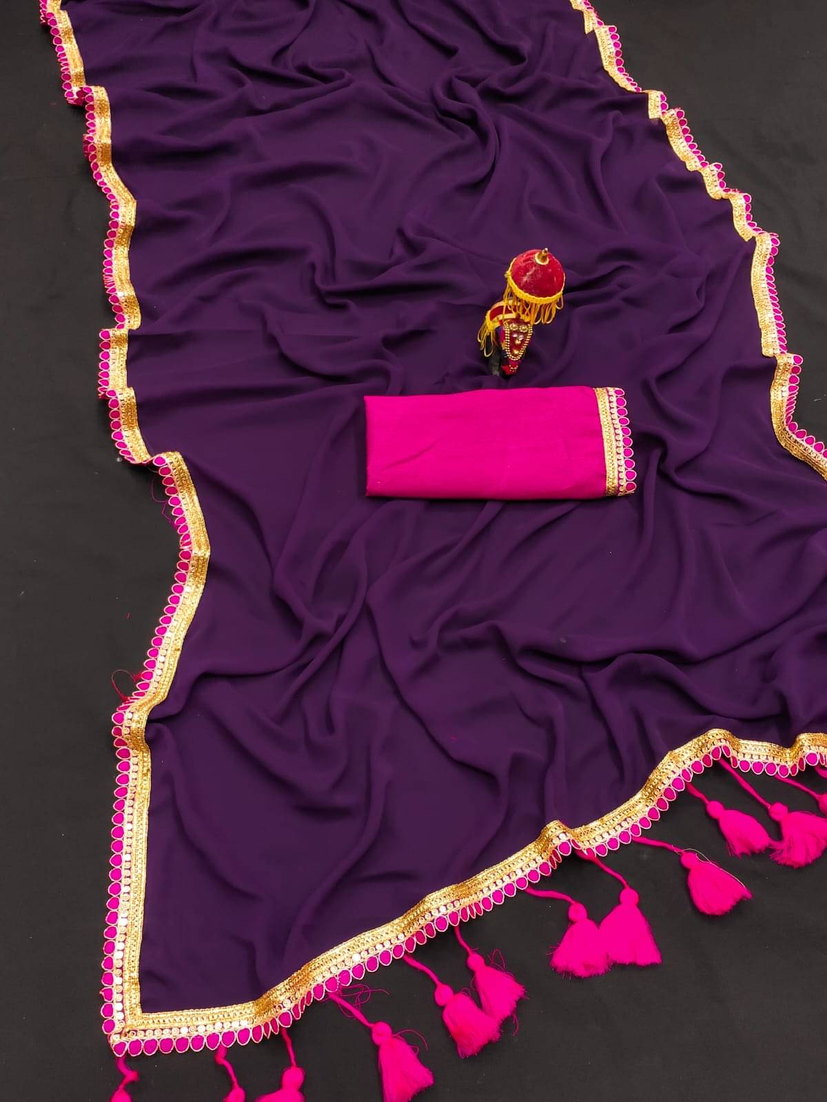 supalee Tex Georgette Solid Saree With Unstitched Blouse Piece ( Wine ) supalee Tex Georgette Solid Saree With Unstitched Blouse Piece ( Wine )