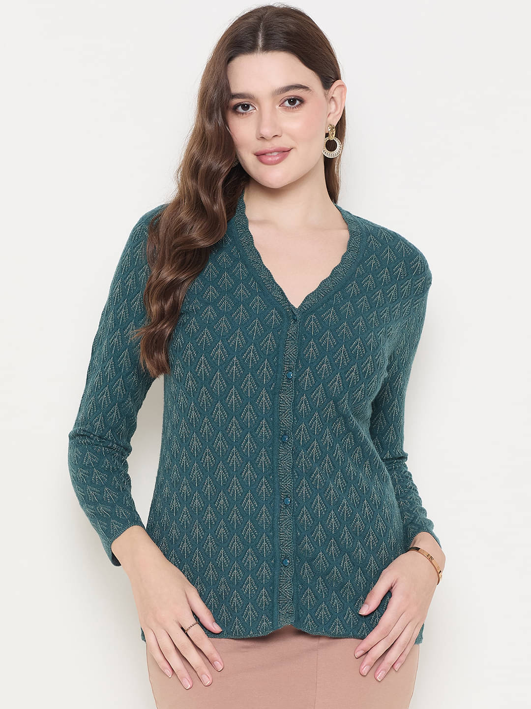 zigo Acro Wool V Neck Women's Buttoned Cardigans - Blue (Pack of 1) zigo Acro Wool V Neck Women's Buttoned Cardigans - Blue (Pack of 1)