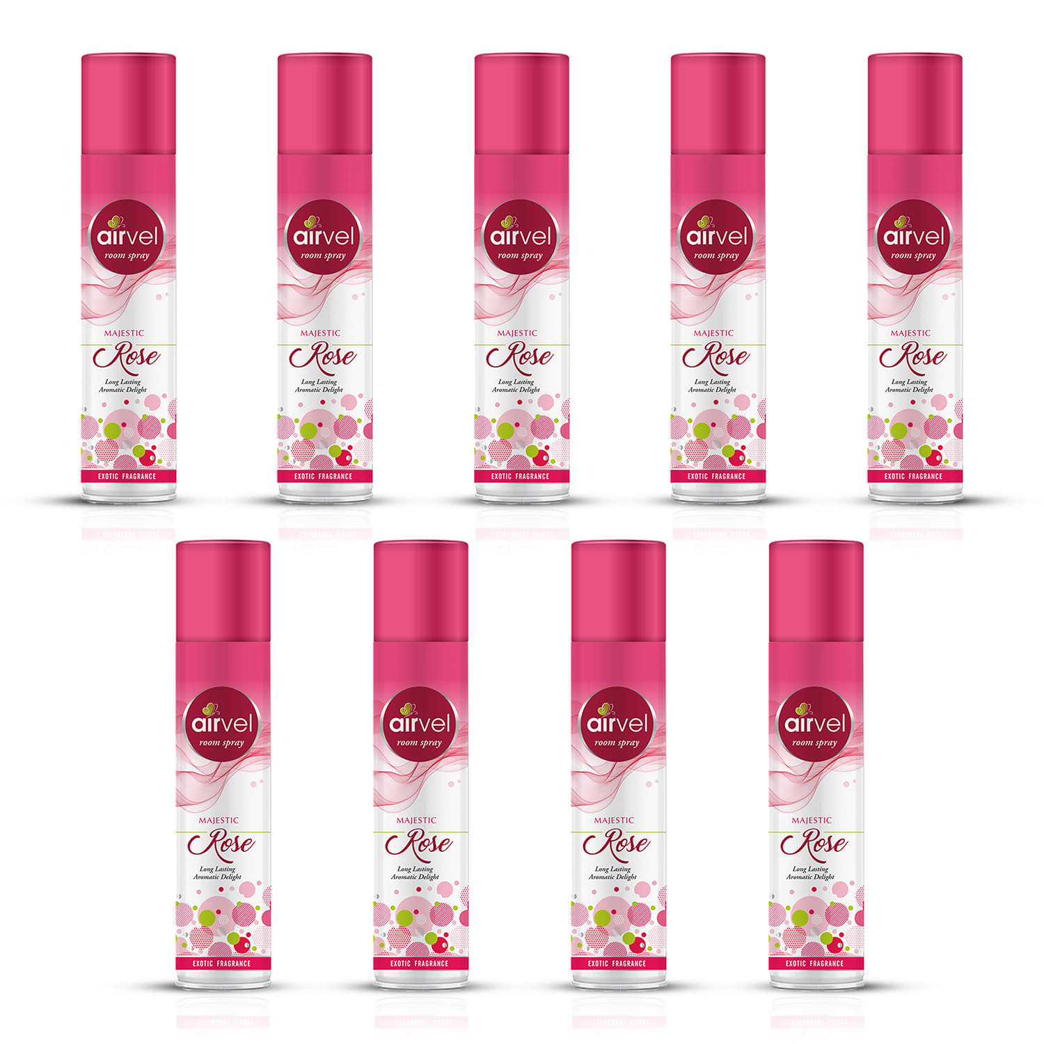     			Airvel Rose Fragrance Room Spray Air Freshener for Home, Bathroom and Car 217ml ( Pack of 9 )