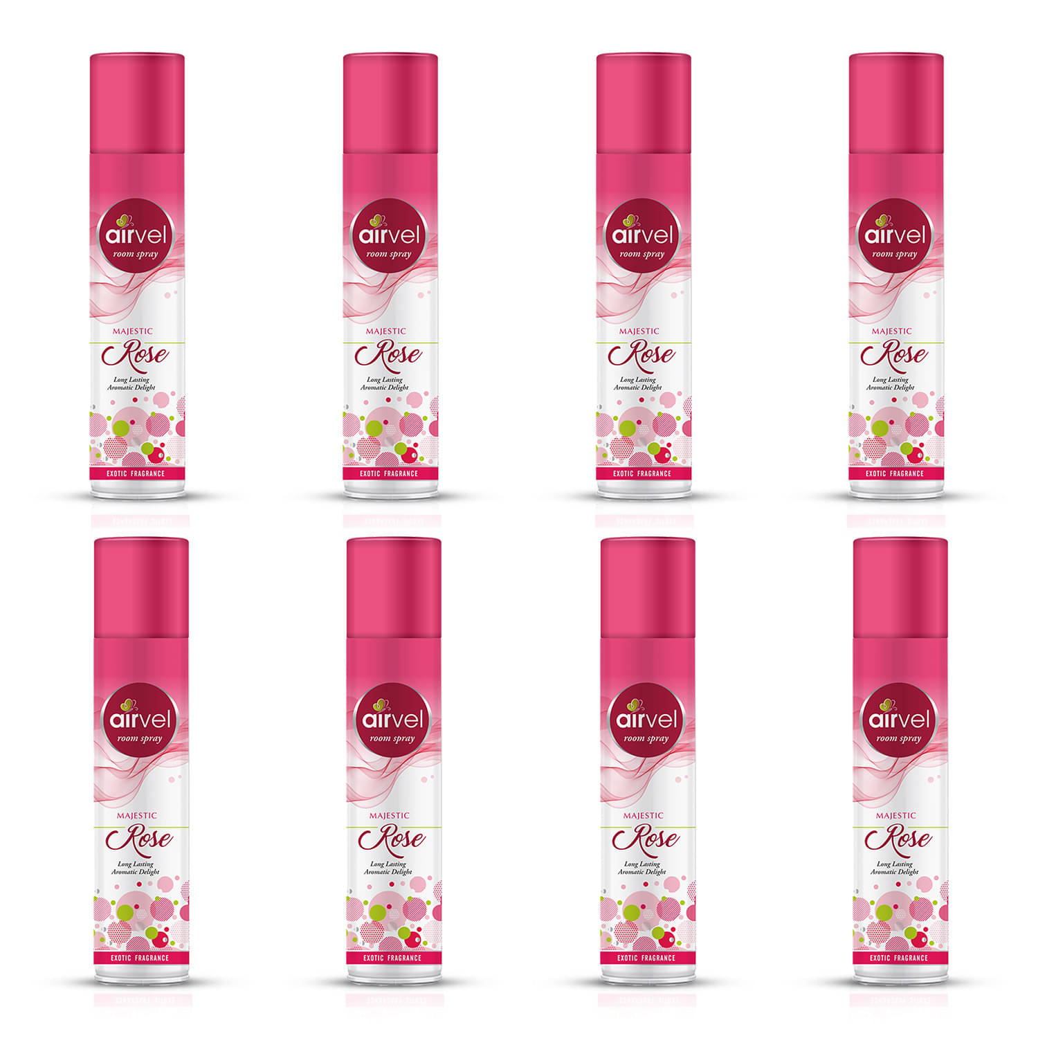     			Airvel Rose Fragrance Room Spray Air Freshener for Home, Bathroom and Car 217ml ( Pack of 8 )